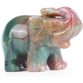 2" Elephant Decor Elephant Statue Elephant Figurine Elephant Gifts for Adults Woman Lucky Carving Animal Crystal Home Indoor Outdoor Ocean Jasper in Saudi Arabia