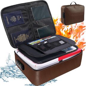 Fireproof Document Bag with Lock, Important Document Organizer,Home Office Travel Safe Bag,Multi-Layer Portable Filing Storage for Waterproof File Passport,Certificates,Legal Documents,Black in Kuwait