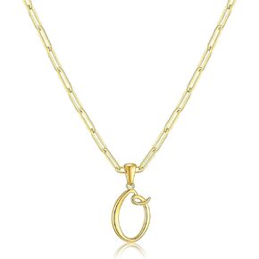 RWQIAN Women Personalized Large Letter Necklaces 18K Gold Plated Stainless Steel Initial Necklace Paperclip Chain Letter Pendant necklaces for Women Girls Jewelry Gifts