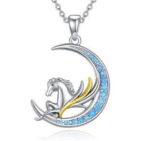 KQF Whale/Pig/Cat Necklace for Women Sterling Silver Animal Moon Pendant Necklaces Jewelry Christmas Gifts for Girls