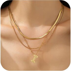 Bubble Letter Necklace Gold for Women - Initial Letter Pendant Zirconia Letter Necklace For Women Girls Gift