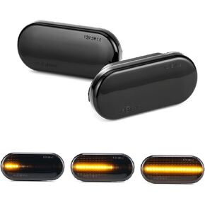 LED Dynamic Side Marker Front Fender Side Marker Turn Signal Lamp Flowing Sequential Blinker Light Amber Lamp Compatible For Volkswagen MK4 Golf Jetta Bora, B5 B5.5 Passat, MK4 GTI R32(Clear Lens)