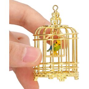 FOSA Miniature Dollhouse Birdcage, 112 Metal Birdcage, Ornament Model Home Desktop Decor, Bird Cage for 112 16 Dollhouse Decoration Photography Prop (Gold)