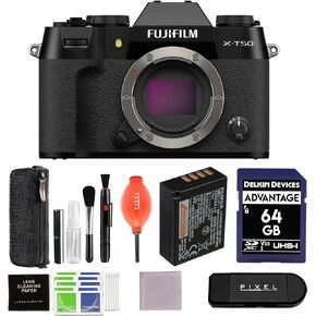 Fujifilm X-T50 Mirrorless Camera (Black) Bundle with Extra Battery, Charger and Advanced Accessories | Fuji xt50