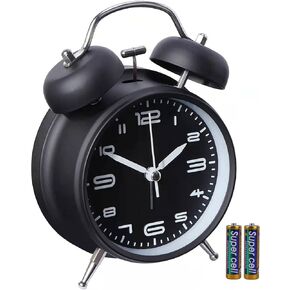 pxy Retro Alarm Clock for Heavy Sleepers 3D Dial Battery Operated (Battery Include), 4" Super Silent Analog Alarm Clock for Kids with Night Light PT260 Silver OrangePT258-6 Red Copper