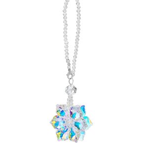 Crystal Flower Car Pendant, Car Rear View Mirror Charm Decor Hanging Ornament, Car Interior Accessories for Women (Pink Flower)