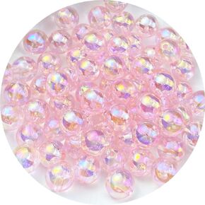 1800 PCS 4mm Acrylic Round Beads Clear AB Colors Bubble Spacer Beads Loose Craft Beads for DIY Jewelry Making Bracelet Necklace Earring Ornament Wind Chimes Key Chains(Light Purple AB)