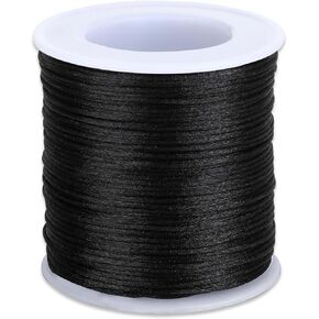 110 Yards 0.8mm Black Nylon String Nylon Thread Wind Chime String Nylon Cord Tarred Twine Outdoor Thin String for Waist Beading, Braided Bracelets, Necklaces, DIY Craft, Blinds, Jewelry Making