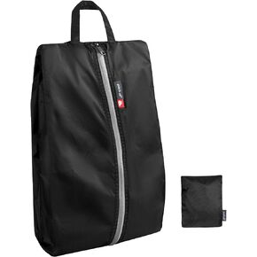 pack all Foldable Shoe Bags, Water-Resistant Travel Shoe Pouch with Zipper, Lightweight & Portable Shoe Storage Organizer, Black (Dual Pocket Version)