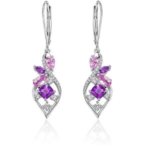 Dangle Earrings for Women Girls 925 Sterling Silver Natural Gemstone Amethyst Blue Topaz Peridot Drop Earrings Jewelry