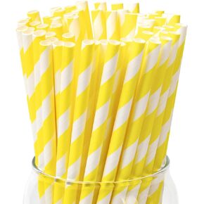 [100 Pack] Orange Straws, Disposable Orange and White Paper Straws Biodegradable Fall Straws for Aperol Spritz Cocktails, Lemonade, Party (0.24" x 7.75", Orange)