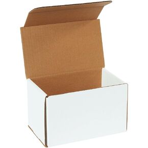 BFM855 Corrugated Cardboard Mailers, 8 x 5 x 5 Inches, Tuck Top One-Piece, Die-Cut Shipping Cartons, Medium White Mailing Boxes (Pack of 50)