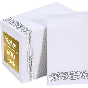 Vplus 600 Pack Paper Napkins Guest Towels Disposable Premium Quality 3-ply Dinner Napkins Disposable Soft, Absorbent, Party Napkins Wedding Napkins for Kitchen, Parties, Dinners or Events(Gold)