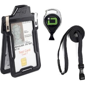 ID Stronghold Secure Badgeholder® Classic 1 Card ID Badge Holder with Lanyard and Retractable Reel - RFID Blocking Badge Holder Made in The USA