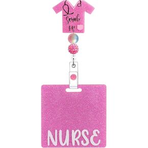 Nurse Badge Reel Set - Cute Retractable Badge Holders and Badge Buddy Card for Medical Assistant Accessories, Funny RN Badge Holder Reels with Swivel Alligator Clip (Pink-1)