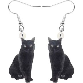 Acrylic Funky Black Cat Earrings Dangle Cat Lover Gifts for Women Girls Funny Animal Pet Jewelry