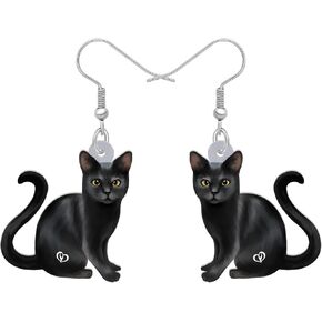 Acrylic Funky Black Cat Earrings Dangle Cat Lover Gifts for Women Girls Funny Animal Pet Jewelry in Kuwait