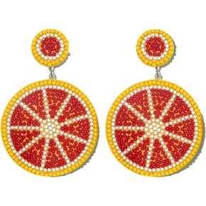 Rice Bead Earrings Fashion Fresh Personality Lemon Orange Ear Studs