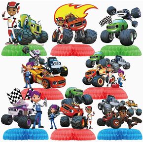 8Pcs Blaze and The birthday Monster Machines Honeycomb Centerpieces,Monster Birthday Party Decoration Supplies,Monster Birthday Party Supplies Table Decorations for Happle Party Decorations in Saudi Arabia