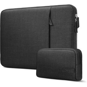 MOSISO Laptop Sleeve Bag, Compatible with MacBook Air/Pro, 13-13.3 inch Notebook, Compatible with MacBook Pro 14 inch M4 M3 M2 M1, Polyester Vertical Shockproof Laptop Case with Accessory Bag, Black