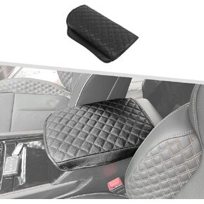 Jimen for Grand Cherokee Armrest Cover, Leather Center Console Pad Compatible with Jeep Grand Cherokee 2022-2023 (Black)