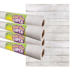 Teacher Created Resources Better Than Paper Bulletin Board Roll, 4' X 12', White Shiplap, 4/Pack (Tcr32429)