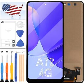Screen Replacement for Samsung Galaxy A72 4G SM-A725 LCD Screen Digitizer SM-A725M SM-A725F SM-A725F/DS 6.7inch LCD Display Touch Full Assembly Repair Parts Kit (TFT no Frame, Not Original)