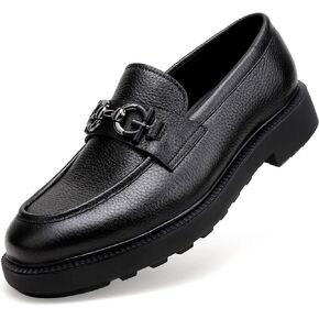 Premium Mens Leather Dress Shoes, Classic Formal Alligator Printed Business Loafer Handmade Buckle Party Wedding Penny Shoes Father's Day Shoe for Men, Black