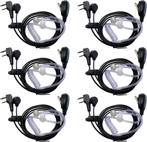 TIAN CHANG سماعة رأس لاسلكية مع ميكروفون 2 دبوس سماعة أذن أمان أنبوبية صوتية لـ Baofeng UV-5RA UV-82 Retevis H-777 RT22 Arcshell AR-5 Kenwood إلخ أجهزة الراديو ثنائية الاتجاه (6 عبوات) in Saudi Arabia