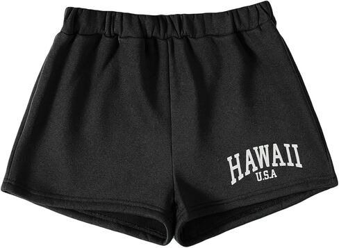 شورت نسائي من SOLY HUX برسومات جرافيك، كاجوال صيفي مرن، سروال قصير للركض والجري in Kuwait