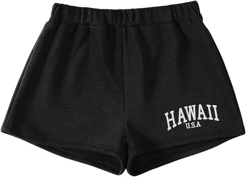 شورت نسائي من SOLY HUX برسومات جرافيك، كاجوال صيفي مرن، سروال قصير للركض والجري in Kuwait