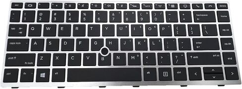 Peidesi US Laptop Backlight Keyboard Compatible with HP EliteBook 840 G5 840 G6 745 G5 745 G6 L14378-001 L11307-001 with Pointer Silver Frame in Saudi Arabia