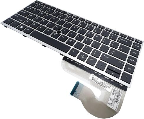 Peidesi US Laptop Backlight Keyboard Compatible with HP EliteBook 840 G5 840 G6 745 G5 745 G6 L14378-001 L11307-001 with Pointer Silver Frame in Saudi Arabia