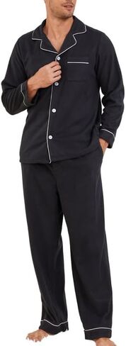 U2SKIIN Mens Button Down Pajamas Set Soft Classic Lapel Sleepwear Long Sleeve Flannel Top & Pants Set in Saudi Arabia