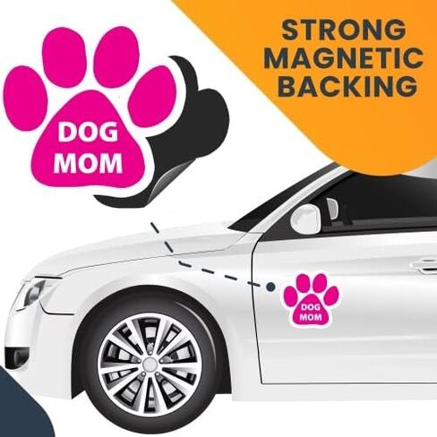 Magnet Me Up: ملصق مغناطيسي مطبوع عليه Dog Mom Pink - 5 بوصات - مغناطيس سيارات عالي التحمل - أظهر حبك للكلاب - مثالي للسيارات والشاحنات وسيارات الدفع الرباعي - مثالي لعشاق الحيوانات الأليفة in Kuwait