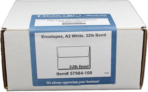 مظاريف بيضاء مقاس A2 ثقيلة الوزن وزنها 32 رطلًا - 100 مظروف - مظاريف العلامة التجارية Desktop Publishing Supplies™ in Saudi Arabia
