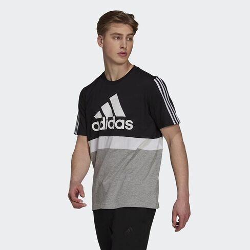 تي شيرت adidas Essentials Colorblock - رجالي كاجوال M أسود-أبيض in Saudi Arabia