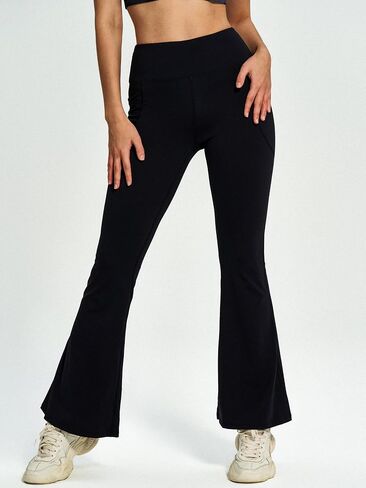 CIDER High Waist Solid Flared Leggings in Saudi Arabia