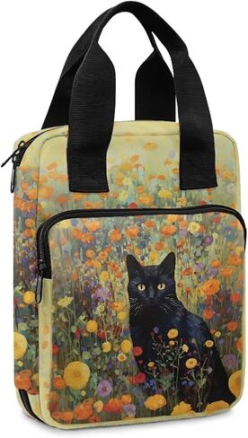 Black Cat Vintage Floral Pattern Bible Cover Bible Case Tote Bible Bag with Bookmark Bible Case for Women Men Bible Carrying Case Bible Tote Bag in Saudi Arabia