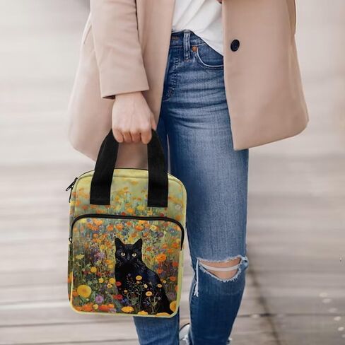 Black Cat Vintage Floral Pattern Bible Cover Bible Case Tote Bible Bag with Bookmark Bible Case for Women Men Bible Carrying Case Bible Tote Bag in Saudi Arabia