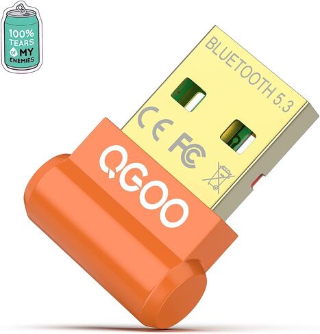 محول بلوتوث USB للكمبيوتر الشخصي - QGOO Bluetooth Dongle 5.3 EDR، مستقبل بلوتوث لاسلكي للكمبيوتر المكتبي والكمبيوتر المحمول بلوتوث Windows 8.1/10/11 (برتقالي-131) in Saudi Arabia