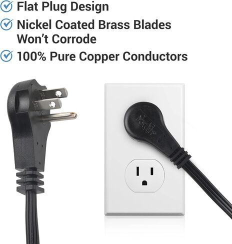 Clear Power 6ft 3 Outlet Indoor Flat Plug Extension Cord 16/3 SPT-2, White, 3 Prong Grounded, DCIC-00442P-DC (2-Pack) in Saudi Arabia