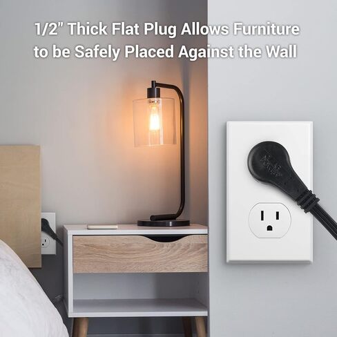 Clear Power 6ft 3 Outlet Indoor Flat Plug Extension Cord 16/3 SPT-2, White, 3 Prong Grounded, DCIC-00442P-DC (2-Pack) in Saudi Arabia