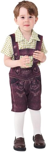 FYMNSI Kids Boys Oktoberfest Costume German Bavarian Lederhosen Shorts Halloween Cosplay Dress Up Beer Festival Outfit in Saudi Arabia