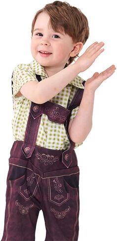 FYMNSI Kids Boys Oktoberfest Costume German Bavarian Lederhosen Shorts Halloween Cosplay Dress Up Beer Festival Outfit in Saudi Arabia