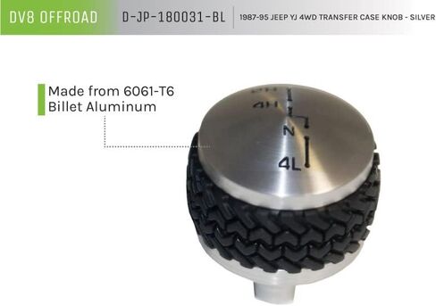 مقبض ناقل الحركة DV8 للطرق الوعرة 4WD يناسب 1987-1995 جيب رانجلر YJ | إنشاءات الألمنيوم الخام | قبضة مداس مطاطية in Kuwait