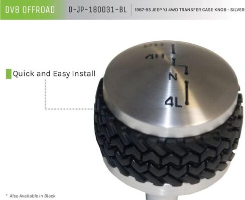 مقبض ناقل الحركة DV8 للطرق الوعرة 4WD يناسب 1987-1995 جيب رانجلر YJ | إنشاءات الألمنيوم الخام | قبضة مداس مطاطية in Kuwait
