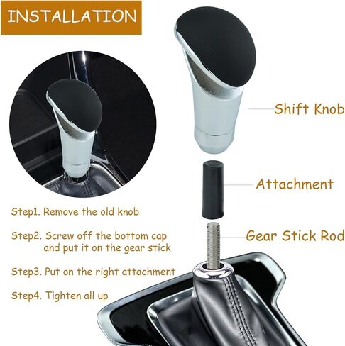 مقبض ناقل الحركة الجلدي، مقبض ناقل الحركة، رأس ناقل الضوء لمعظم مركبات السيارات اليدوية (أسود) in Kuwait