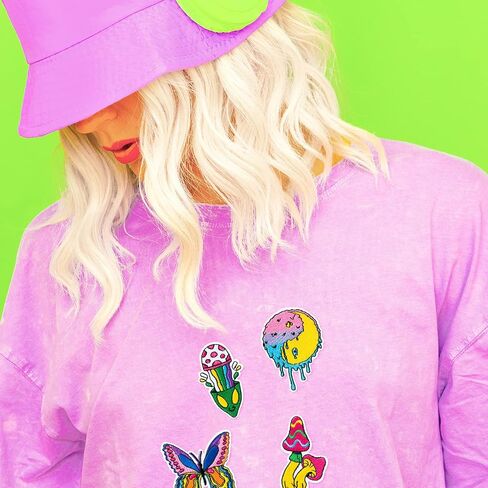 8 Pcs Trippy Iron on Patches Psychedelic Hippie Mushroom Mandala Sew on Embroidered Applique Repair Patch Colorful Boho Kidcore Aesthetic DIY Craft Accessories for Clothing Jacket Jeans Backpack Hat in Saudi Arabia