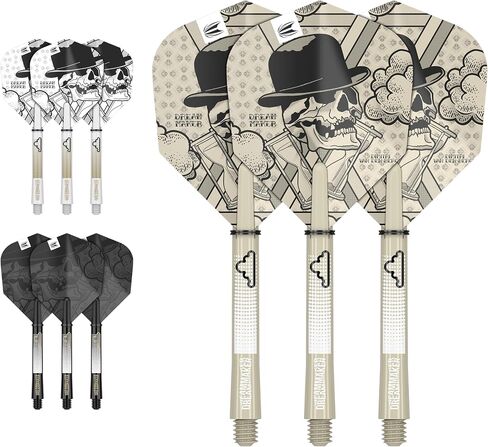 Target Darts Dimitri Van Den Bergh Ink Design No.6 Dart Flights & Medium (48mm) Shafts Stems - 9 Flights and 9 Shafts in Total in Saudi Arabia